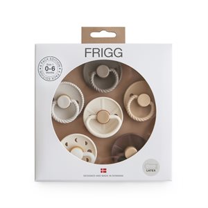 FRIGG 6-Pack Pacifiers - Round Latex - Earthy Wonder - Size 1